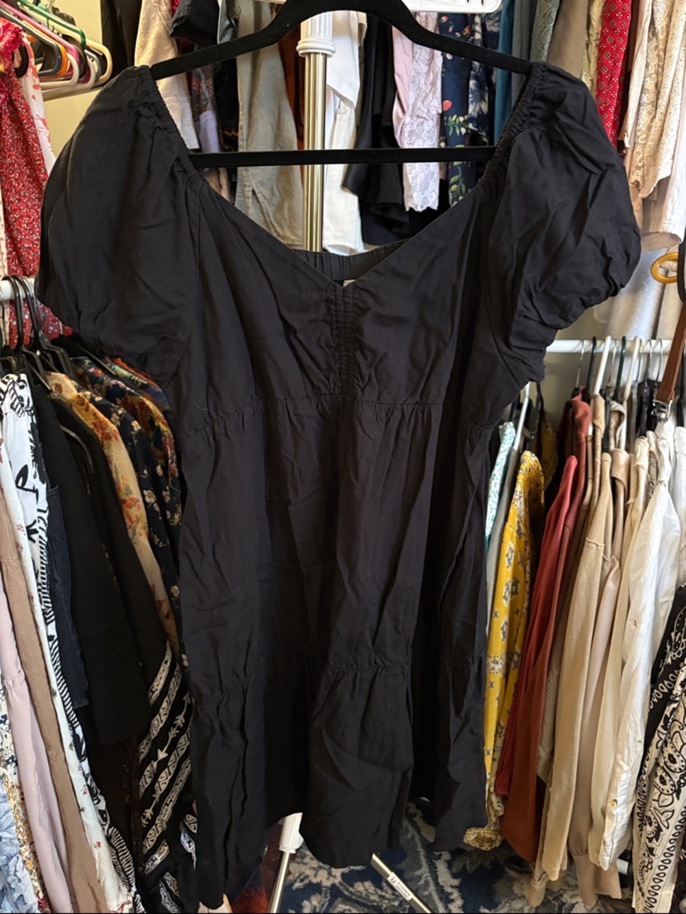 ABOUND Black Elastic-Waist Midi Skirt
